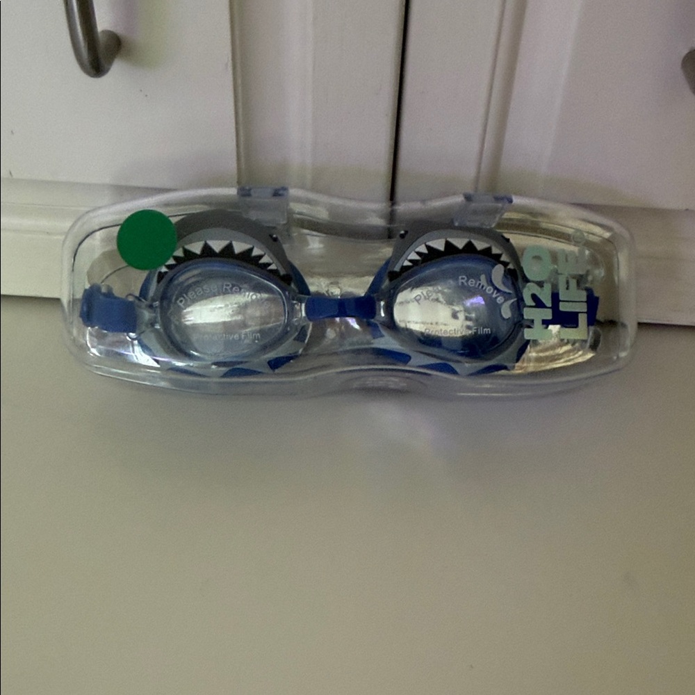 Shark-Accent Kids Swim Goggles in Blue